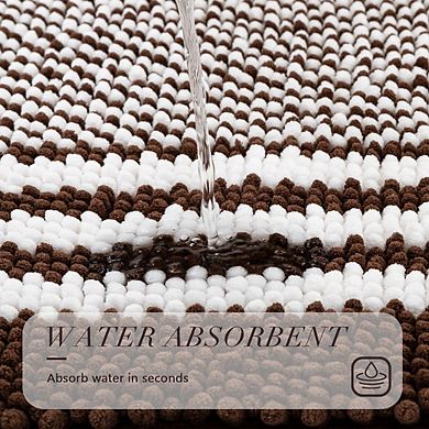 Shaggy Chenille Bathroom Rug, Soft Absorbent, Non-Slip Quick-Dry Mat