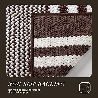 Shaggy Chenille Bathroom Rug, Soft Absorbent, Non-Slip Quick-Dry Mat