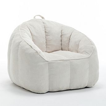 Adult Corduroy Bean Bag Chair with Armrests & Filler, Comfy Large Lounge Sofa for Living Room