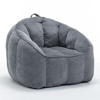Adult Corduroy Bean Bag Chair with Armrests & Filler, Comfy Large Lounge Sofa for Living Room