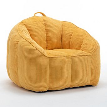 Adult Corduroy Bean Bag Chair with Armrests & Filler, Comfy Large Lounge Sofa for Living Room