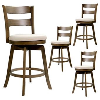 Costway 25” Swivel Counter Barstools with Backrest Upholstered Seat for Pub Island
