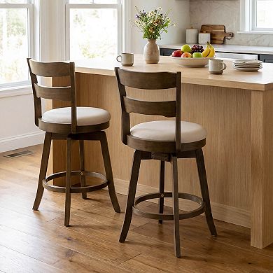 Costway 25” Swivel Counter Barstools with Backrest Upholstered Seat for Pub Island