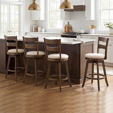 Costway 25” Swivel Counter Barstools with Backrest Upholstered Seat for Pub Island