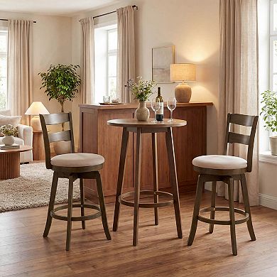 Costway 25” Swivel Counter Barstools with Backrest Upholstered Seat for Pub Island