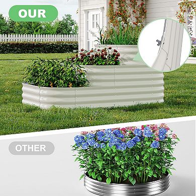 Galvanized Raised Garden Bed Kit, Outdoor Metal Planter Box, 3-in-1 Raised Garden Bed with Open Base