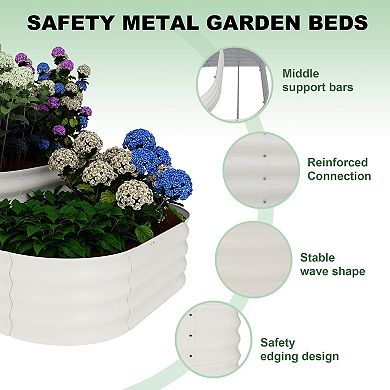 Galvanized Raised Garden Bed Kit, Outdoor Metal Planter Box, 3-in-1 Raised Garden Bed with Open Base