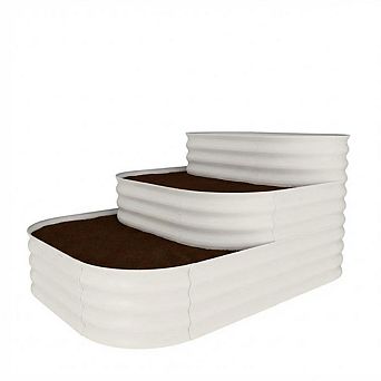 Galvanized Raised Garden Bed Kit, Outdoor Metal Planter Box, 3-in-1 Raised Garden Bed with Open Base