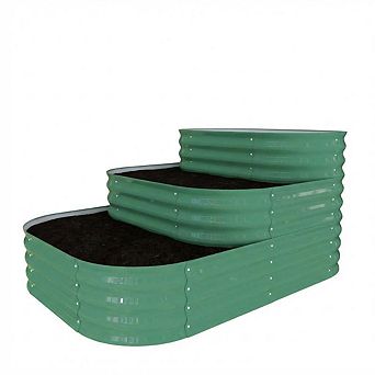 Galvanized Raised Garden Bed Kit, Outdoor Metal Planter Box, 3-in-1 Raised Garden Bed with Open Base