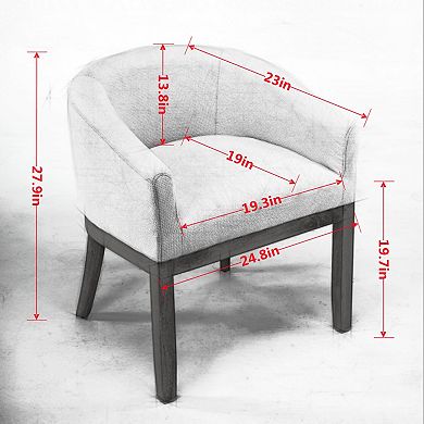 Aoolive 1-Piece Mid Century Modern Accent Barrel Chair, Upholstered Chenille Single Dining Chair