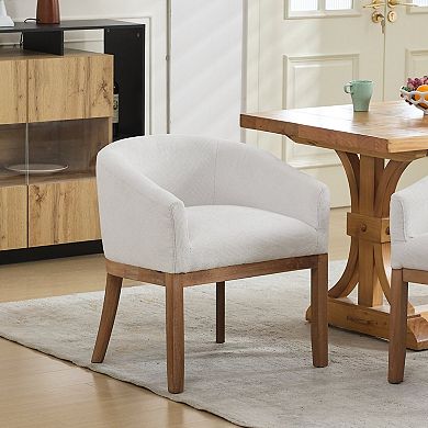 Aoolive 1-Piece Mid Century Modern Accent Barrel Chair, Upholstered Chenille Single Dining Chair