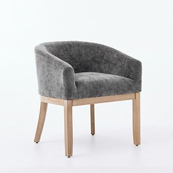 Aoolive 1 pc Mid Century Modern Accent Barrel Chair, Upholstered Chenille Single Dining Chair