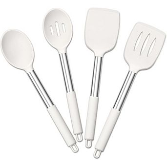 Cooking Utensils Set of 4, Silicone Kitchen Utensils for Non-stick Cookware, Heat Resistant(White)