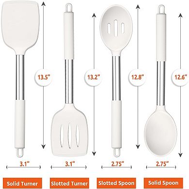 Cooking Utensils Set of 4, Silicone Kitchen Utensils for Non-stick Cookware, Heat Resistant(White)
