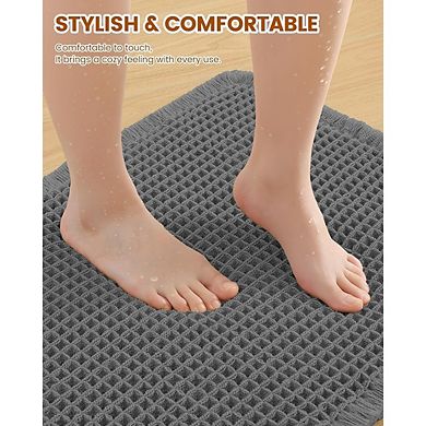 Waffle Bathroom Rug, Soft Absorbent, Non-Slip Quick-Dry Mat
