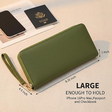 ZUQIETA Women's Vegan Leather Clutch Wallet RFID Blocking Large Capacity Removable Wristlet