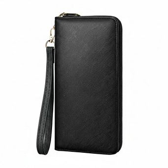 ZUQIETA Women's Leather Clutch Wallet with Zip RFID Blocking Large Capacity Removable Wristlet
