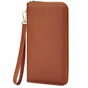 ZUQIETA Women's Leather Clutch Wallet with Zip RFID Blocking Large Capacity Removable Wristlet