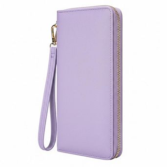 ZUQIETA Women's Leather Clutch Wallet with Zip RFID Blocking Large Capacity Removable Wristlet