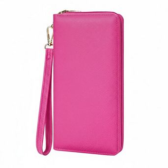 ZUQIETA Women's Leather Clutch Wallet with Zip RFID Blocking Large Capacity Removable Wristlet