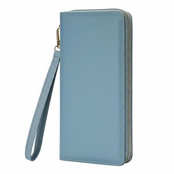ZUQIETA Women's Leather Clutch Wallet with Zip RFID Blocking Large Capacity Removable Wristlet