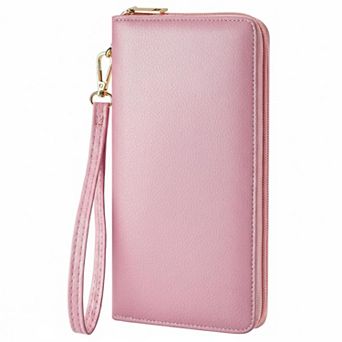 ZUQIETA Women's Leather Clutch Wallet with Zip RFID Blocking Large Capacity Removable Wristlet