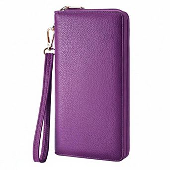ZUQIETA Women's Leather Clutch Wallet with Zip RFID Blocking Large Capacity Removable Wristlet