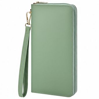 ZUQIETA Women's Leather Clutch Wallet with Zip RFID Blocking Large Capacity Removable Wristlet