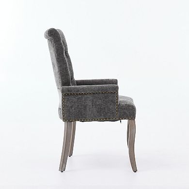 Aoolive 1-Piece Mid Century Modern Armchair, Chenille Upholstered Dining Chair w/ Nailhead Trim