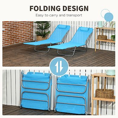 2-Piece 6-Position Folding Chaise Lounge Chairs
