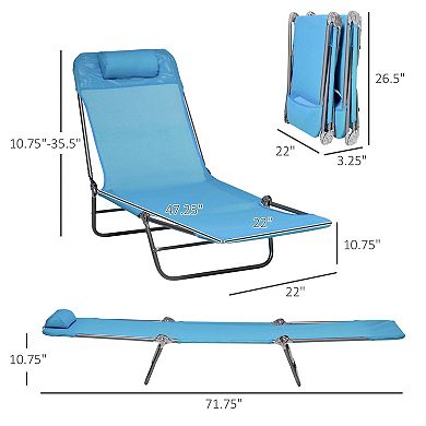 2-Piece 6-Position Folding Chaise Lounge Chairs
