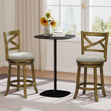 Costway Swivel Bar Stools Counter Height Chairs with Hollow Back Soft-padded Seat