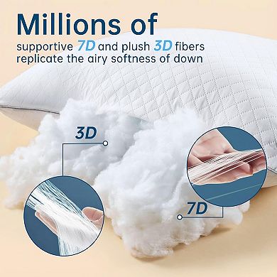 Pillows Queen Size Set of 2, Bed Pillows for Side, Back, and Stomach Sleepers Machine-Washable