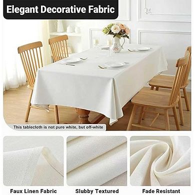 Waterproof Linen Rectangle Tablecloth, Washable Wrinkle-Free Dining CoverC
