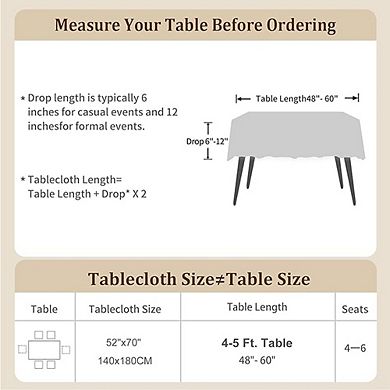 Waterproof Linen Rectangle Tablecloth, Washable Wrinkle-Free Dining CoverC