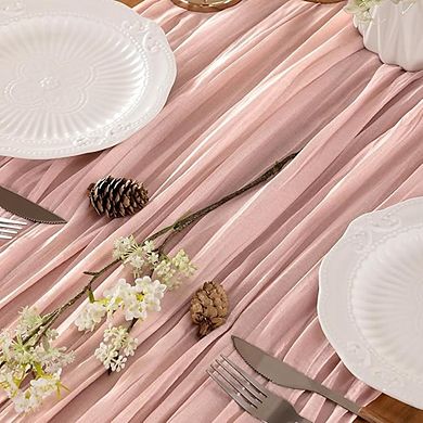 Cheesecloth Table Runner, Boho Rustic Farmhouse Decor for Party & Wedding