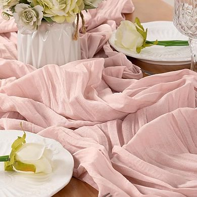 Cheesecloth Table Runner, Boho Rustic Farmhouse Decor for Party & Wedding
