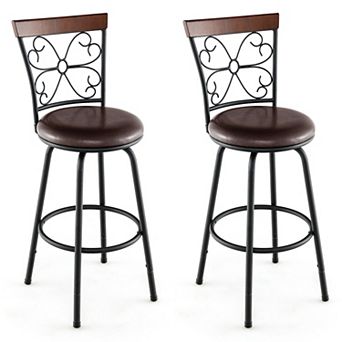 Costway Adjustable Swivel Barstools Metal Dining Chairs