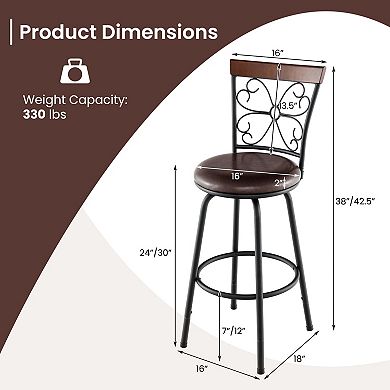 Costway Adjustable Swivel Barstools Metal Dining Chairs