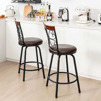 Costway Adjustable Swivel Barstools Metal Dining Chairs