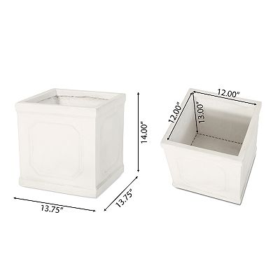 TEINIE 13.75 x 14.00 Antique White MGO Planter