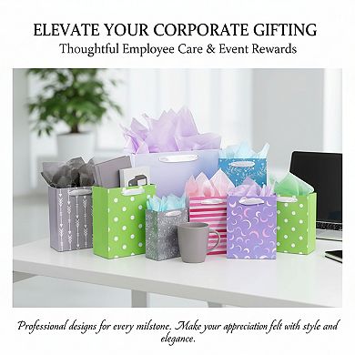 12 Gift Bags in 3 Sizes with Tissue, Bulk Pack for Birthday, Wedding, Easter and Any Celebration