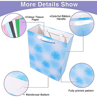 12 Gift Bags in 3 Sizes with Tissue, Bulk Pack for Birthday, Wedding, Easter and Any Celebration