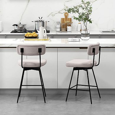 Costway 25" Upholstered Swivel Bar Stool Set of 4 with Padded Seat & Backrest Metal Frame