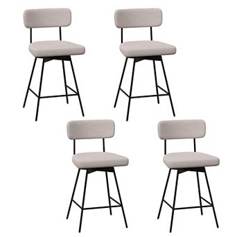 Costway 25" Upholstered Swivel Bar Stool Set of 4 with Padded Seat & Backrest Metal Frame