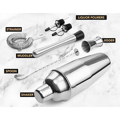 Great Ambitions 7-Piece Stainless Steel Bartender Set with 24oz Shaker