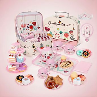 Princess Tea Party Set with Carrying Case, Pretend Play Gift