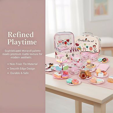 Princess Tea Party Set with Carrying Case, Pretend Play Gift
