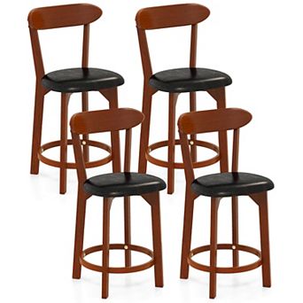 Costway 23.5" Bar Stool with Curved Backrest & Footrest Counter Height Stools