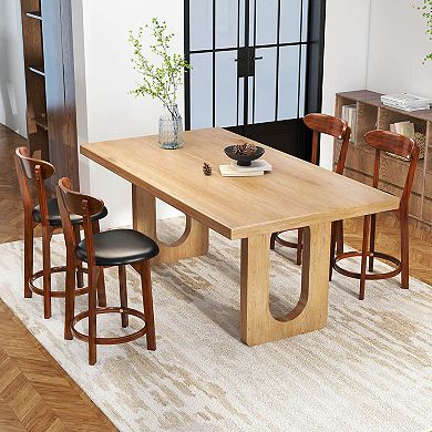 Costway 23.5" Bar Stool with Curved Backrest & Footrest Counter Height Stools